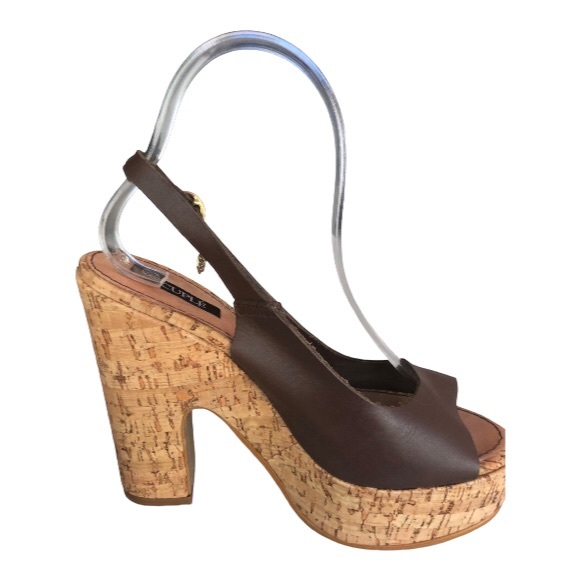 Cuple Brown Sexy Slingback Peeptoe on Cork Made in Spain - Picture 7 of 8